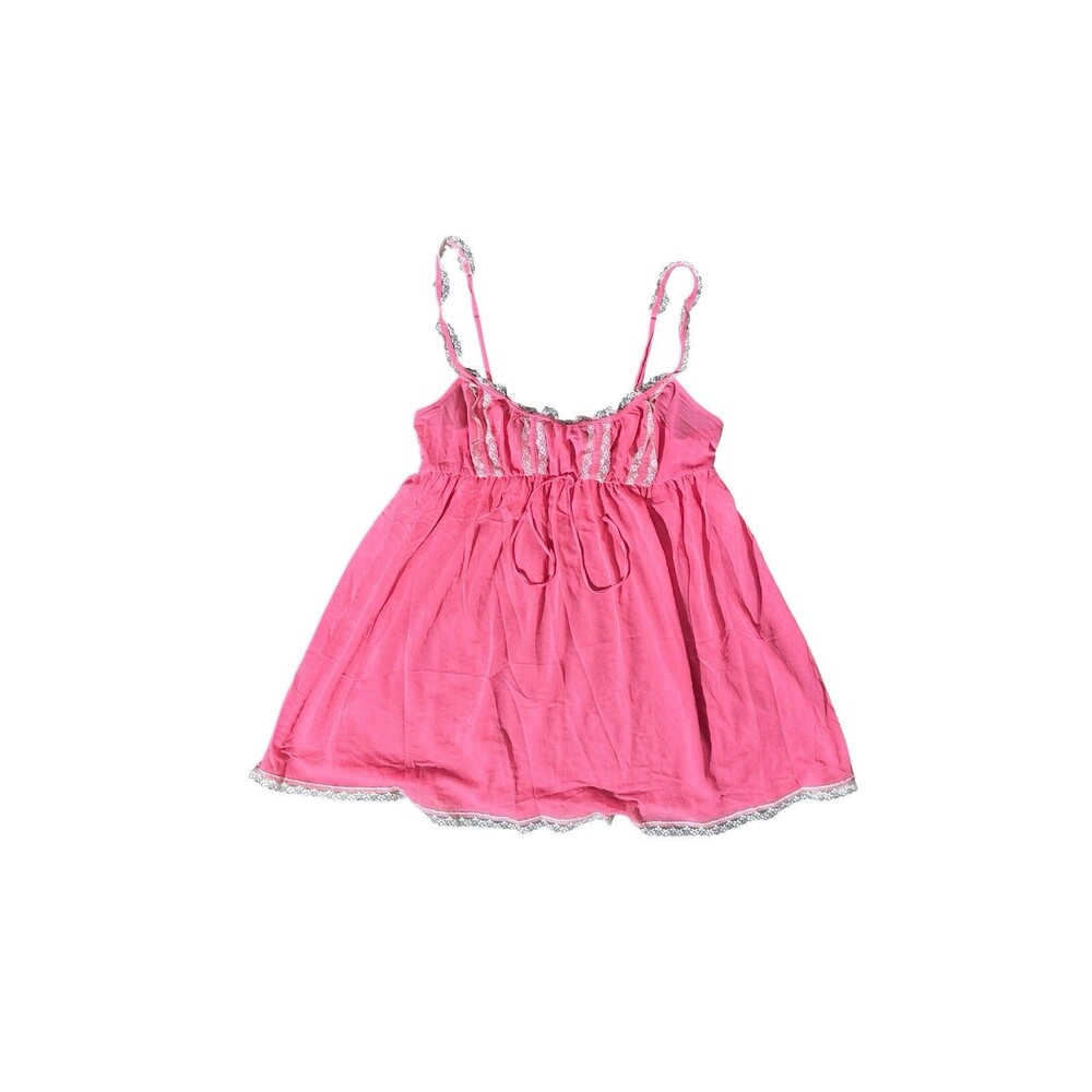 Victoria’s Secret Pink Lace Babydoll Chemise Nightgown L Vintage Y2K